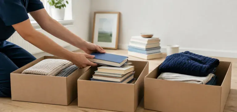 Behutsames Sortieren von Büchern und Textilien
