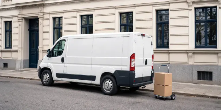 Neutraler Transporter vor einem Wiener Wohnhaus